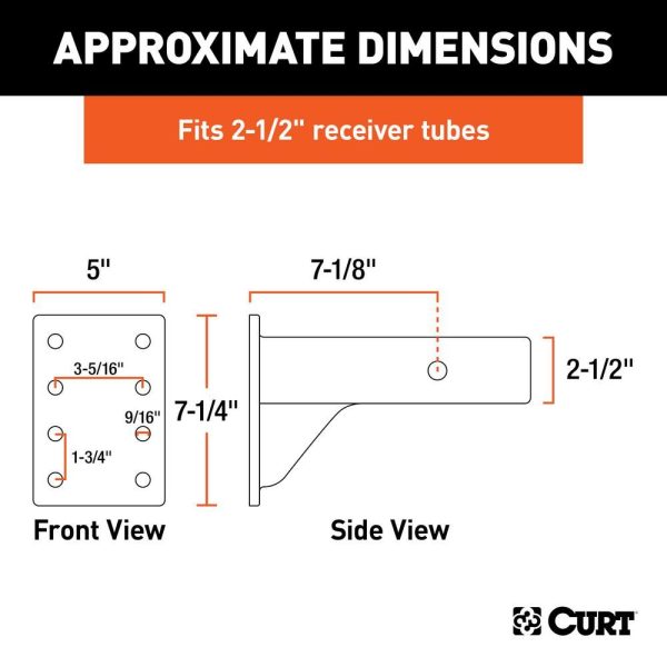 CURT-Adjustable-Pintle-Mount-2-1-2in-Shank-20-000-lbs--7-1-4in-High-10-3-4in-Long