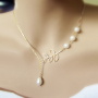 Pearls Of Joy Lariat Necklace In White Gold And Yellow Gold Plating - Image 4