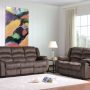 Two Piece Indoor Brown Microsuede Five Person Seating Set - Image 8