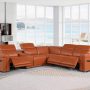 Camel Italian Leather Modular L Shaped Six Piece Corner Sectional With Console - Image 9