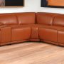 Camel Italian Leather Modular L Shaped Six Piece Corner Sectional With Console - Image 1