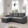 92" Dark Gray Polyester Blend Convertible Futon Sleeper Sofa With Black Legs - Image 6