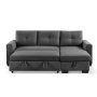 92" Dark Gray Polyester Blend Convertible Futon Sleeper Sofa With Black Legs - Image 2