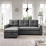 92" Dark Gray Polyester Blend Convertible Futon Sleeper Sofa With Black Legs - Image 7