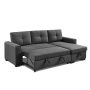 92" Dark Gray Polyester Blend Convertible Futon Sleeper Sofa With Black Legs - Image 3