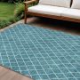 8' X 10' Teal Blue And Ivory Geometric Washable Indoor Outdoor Area Rug - Image 1