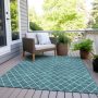 8' X 10' Teal Blue And Ivory Geometric Washable Indoor Outdoor Area Rug - Image 8