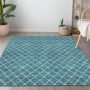 8' X 10' Teal Blue And Ivory Geometric Washable Indoor Outdoor Area Rug - Image 9