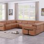 Chestnut Italian Leather Power Reclining U Shaped Eight Piece Corner Sectional With Console - Image 8