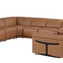 Chestnut Italian Leather Power Reclining U Shaped Eight Piece Corner Sectional With Console - Image 3