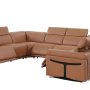 Chestnut Italian Leather Power Reclining U Shaped Eight Piece Corner Sectional With Console - Image 4