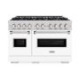 ZLINE - 48 in. Wide 8 Burner Classic Double Oven Gas Range (CGR-WM-48) - Satin Steel/White Matte - Image 1