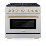 ZLINE - 36 in. Wide 6 Burner Autograph Paramount Satin Steel Gas Range with Bronze Accents (SGRSZ-36-CB) - Stainless Steel - Image 1