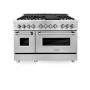 ZLINE - 48 in. Wide 7 Burner Legacy Dual Fuel Range w/ Gas Cooktop & 2 Electric Ovens (RA-BR-48) - Stainless Steel Look - Image 1