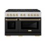 ZLINE - 48 in. Wide 8 Burner Autograph Paramount Gas Range with 8 DuoPro Burners & Black Doors w/ Gold Accents (PSGRZ-BLM-48-G) - Stainless Steel with Black Matte Door - Image 1