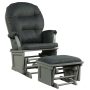Wood Baby Glider and Ottoman Cushion Set with Padded Armrests for Nursing - Image 1