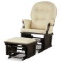 Wood Baby Glider and Ottoman Cushion Set with Padded Armrests for Nursing - Image 1