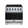36 in. Wide 5 Elements Gordon Ramsay Series by Thor Kitchen 6.0 Cu.Ft Freestanding Electric Range with Navy Blue Handles - Stainless Steel - Image 1