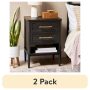 Better Homes & Gardens Oaklee 2-Drawer Nightstand, Charcoal Finish - Image 1