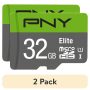 PNY Elite 32GB Micro SDHC Flash Memory Card with SD Adapter - Image 1