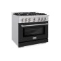 ZLINE - 36" Select Dual Fuel Black Matte Door Range w/ 6 Burners & Convection Oven (HDR-BLM-36) - Black - Image 1