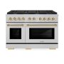 ZLINE - 48 in. Wide 8 Burner Autograph Paramount Satin Steel Gas Range with Gold Accents (SGRSZ-48-G) - Stainless Steel - Image 1