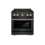 ZLINE - 30 in. Wide 4 Burner Autograph 4.2 cu. ft. Freestanding Paramount Dual Fuel Range with Bronze Accents - Black Satin Stainless Steel - Image 1