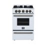 Forno Appliances - 24 in. Wide 4 burner Breno 2.3 Cu. Ft. Freestanding Gas Range with Antique Brass Accents - White - Image 1
