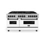 ZLINE - Autograph 60 in. Legacy Dual Fuel Range in Satin Steel w/ White & Black Accents (RASZ-WM-60-MB) - Stainless Steel - Image 1