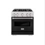 30 in. Wide 4 Burner ZLINE Classic Dual Fuel Satin Steel Range Black Matte Door (CDRS-BLM-30) - Stainless Steel - Image 1