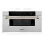 ZLINE - Autograph 30 in. 1.2 cu. ft. Built-in Microwave Drawer and Polished Gold Helix Handle - Stainless Steel - Image 1