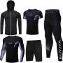 BUYJYA 5Pcs Men's Compression Pants Shirt Top Long Sleeve Jacket Athletic Sets Gym Clothing Mens Workout - Image 1