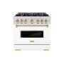ZLINE - 36 in. Wide 6 Burner Autograph Classic Dual Fuel Range with Gold Accents (CDRZ-WM-36-G) - White - Image 1