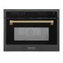 ZLINE - Autograph 24 in. 1.6 cu ft. Built-in Convection Microwave Oven and Polished Gold Helix Handle - Black Stainless Steel - Image 1