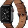 OUHENG Compatible with Apple Watch Band 45mm 44mm 42mm, Genuine Leather Band Replacement Strap Compatible with Apple Watch Series 7/6/5/4/3/2/1/SE, Black Band with Black Adapter - Image 1