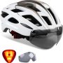 Shinmax Bike Helmet, CPSC/CPC Bike Helmet for Adult Men Women with Magnetic Goggles&Led Back Light Cycling Helmet Adjustable SM-T69 - Image 1