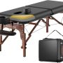 Professional Massage Table Portable 2 Fold Premium Memory Foam Aluminium Leg Hold Up to 1100LBS 8 Heights Adjustable with Carrying Bag Black - Image 1