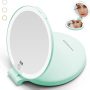 Rechargeable Folding 10x Magnification Double Sided Makeup Mirror with Lights,6.3 Inch Portable Travel Mirror for Women with Nearsightedness/Avid Enthusiasts of Makeup/Passionate Travelers - Image 1