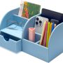 UnionBasic Desk Organizer, Multi-functional Leather Desktop Office Organizer, Pen Holder - Business Card/Pen/Pencil/Mobile Phone/Stationery Holder Storage Box, Beige - Image 1