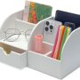 UnionBasic Desk Organizer, Multi-functional Leather Desktop Office Organizer, Pen Holder - Business Card/Pen/Pencil/Mobile Phone/Stationery Holder Storage Box, Beige - Image 1