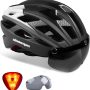 Shinmax Bike Helmet, CPSC/CPC Bike Helmet for Adult Men Women with Magnetic Goggles&Led Back Light Cycling Helmet Adjustable SM-T69 - Image 1