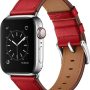 OUHENG Compatible with Apple Watch Band 45mm 44mm 42mm, Genuine Leather Band Replacement Strap Compatible with Apple Watch Series 7/6/5/4/3/2/1/SE, Black Band with Black Adapter - Image 1