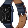 OUHENG Compatible with Apple Watch Band 45mm 44mm 42mm, Genuine Leather Band Replacement Strap Compatible with Apple Watch Series 7/6/5/4/3/2/1/SE, Black Band with Black Adapter - Image 1