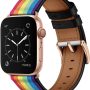 OUHENG Compatible with Apple Watch Band 45mm 44mm 42mm, Genuine Leather Band Replacement Strap Compatible with Apple Watch Series 7/6/5/4/3/2/1/SE, Black Band with Black Adapter - Image 1