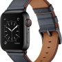OUHENG Compatible with Apple Watch Band 45mm 44mm 42mm, Genuine Leather Band Replacement Strap Compatible with Apple Watch Series 7/6/5/4/3/2/1/SE, Black Band with Black Adapter - Image 1