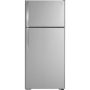 GE - 28 in. Wide 16.6 Cu. Ft. Top-Freezer Refrigerator with Edge-to-Edge Glass Shelves - Stainless Steel - Image 1