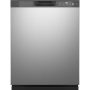 GE - 24" Front Control Built-In Plastic Tub Dishwasher with Steam + Sanitization and 55 dBA - Stainless Steel - Image 1