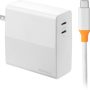 Insignia™ - 140W Dual Port USB-C Compact Wall Charger Kit for MacBook Pro 16”, Smartphone, and Tablet - White - Image 1