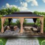 Kozyard 12-ft x 16 Gazebo Brown Gazebo with Hardtop Roof (Screen Included) - Image 1