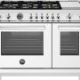 Bertazzoni - 48" Professional Series range - Electric self clean oven - 6 brass burners + griddle - White - Image 1
